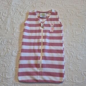 PS Baby 0-3 months pink and white striped fleece sleep sack GUC